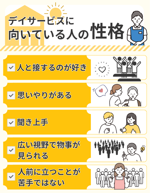 デイサービスに向いている人の性格を解説した図解